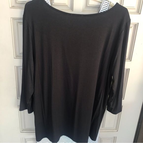 Ava James Pullover Round Neck SzL 3/4 Sleeve Black/Graphic Print Spandex Blend - Picture 2 of 10